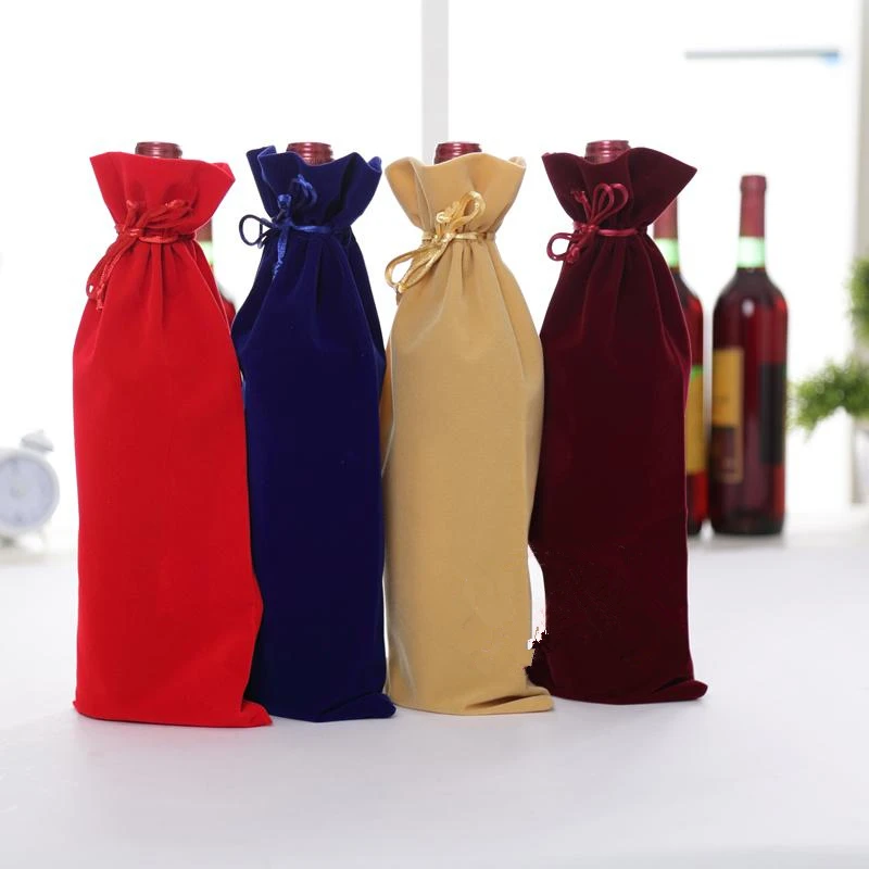 Velvet Gift Bags 100pcs 15x35cm DHL Free Gold Thread Drawstring Single