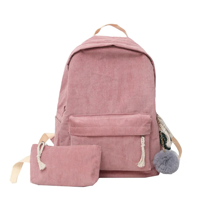 Online Fashion Backpacks Women Corduroy bagpack School Bag for teenagers girls Soft back Bag Soft bag Handle mochilas mujer rucksack
