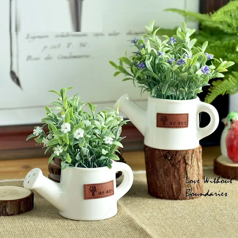 Чайник мини горшки искусственный цветок растения бонсай для рабочего стола