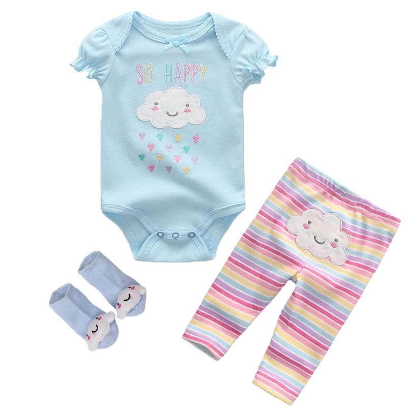 Коллекция подарков для маленьких девочек из 3 предметов Одежда для новорожденных боди с брюками для маленьких мальчиков 3-12 месяцев