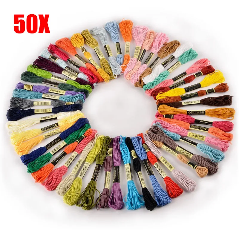 50Pcs-100Pcs-Random-Color-Cross-Stitch-Cotton-Embroidery-Thread-Floss-Sewing-Skeins-Craft-E2shopping