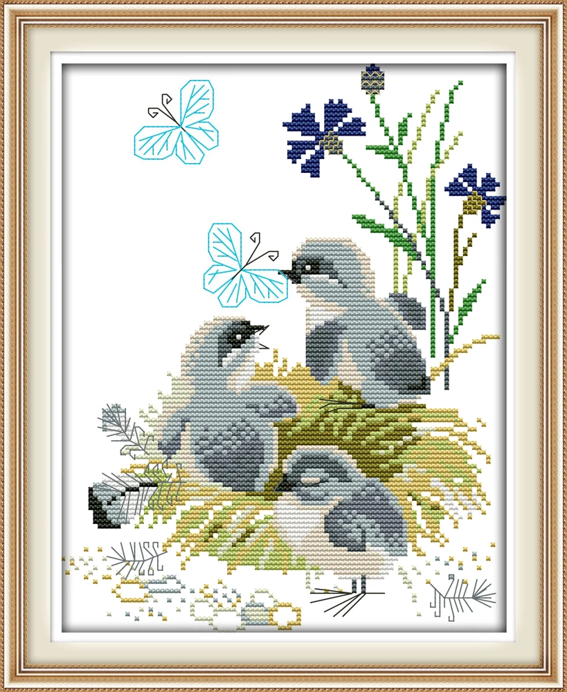 Набор для вышивки крестиком Nestling aida 14ct 11ct рукоделие с принтом|handmade needlework|embroidery
