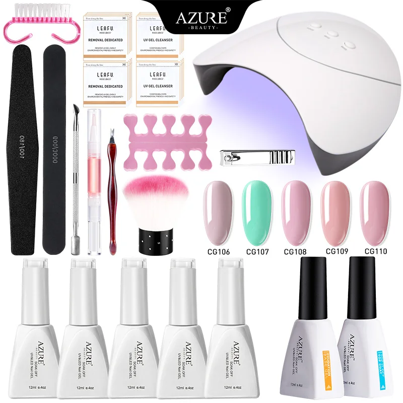 

Azure Beauty 8PCS/LOT Nail Kit Nail Gel Polish Soak Off UV/LED Semi Permanent Led Gel Long Lasting Shiny Color Gel
