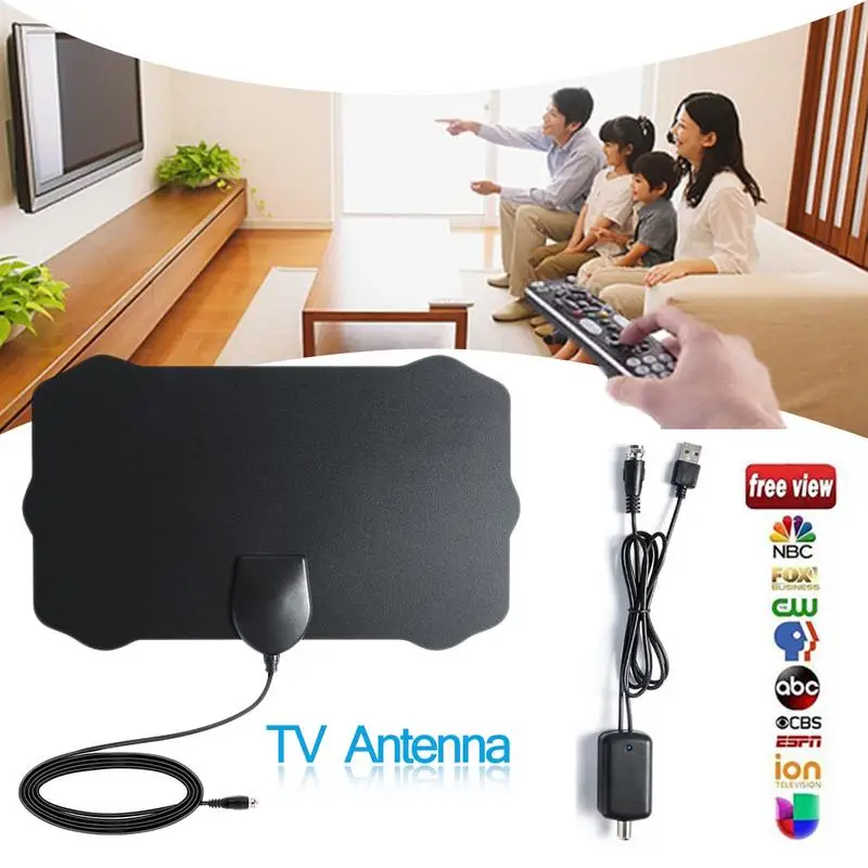 Антенна на 120 миль антенна ТВ 1080P Цифровая HDTV комнатная с усилителем сигнала