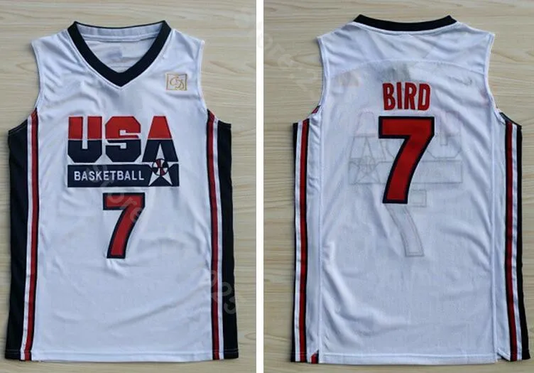 

Ediwallen Men 7 Larry Bird Jersey Navy Blue White Basketball 1992 USA Dream Team One Jerseys Breathable Embroidery And Sewing