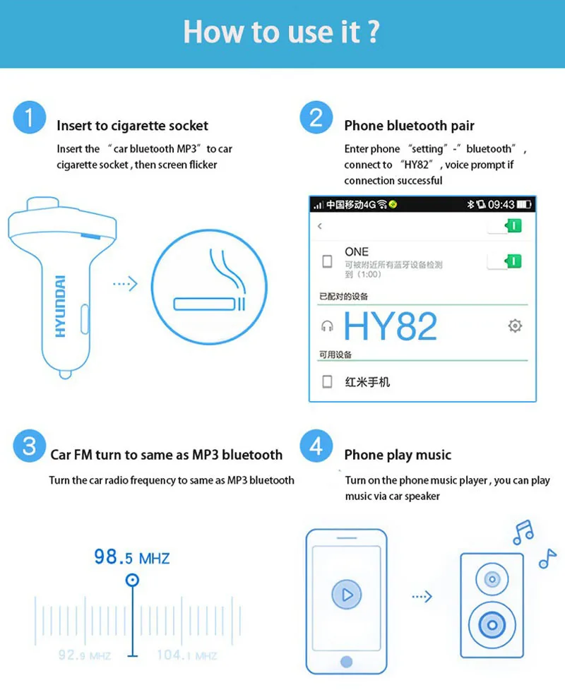 SAIYU Лидер продаж bluetooth автомобильный комплект MP3 музыкальный плеер 12~ 24 В fm-передатчик беспроводной радио адаптер двойной USB зарядное устройство дропшиппинг