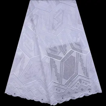 

Latest Pure White High Quality Swiss Voile Lace African Lace Fabric Stoned Nigerian Cotton Lace Fabrics For Wedding Dresses 1265