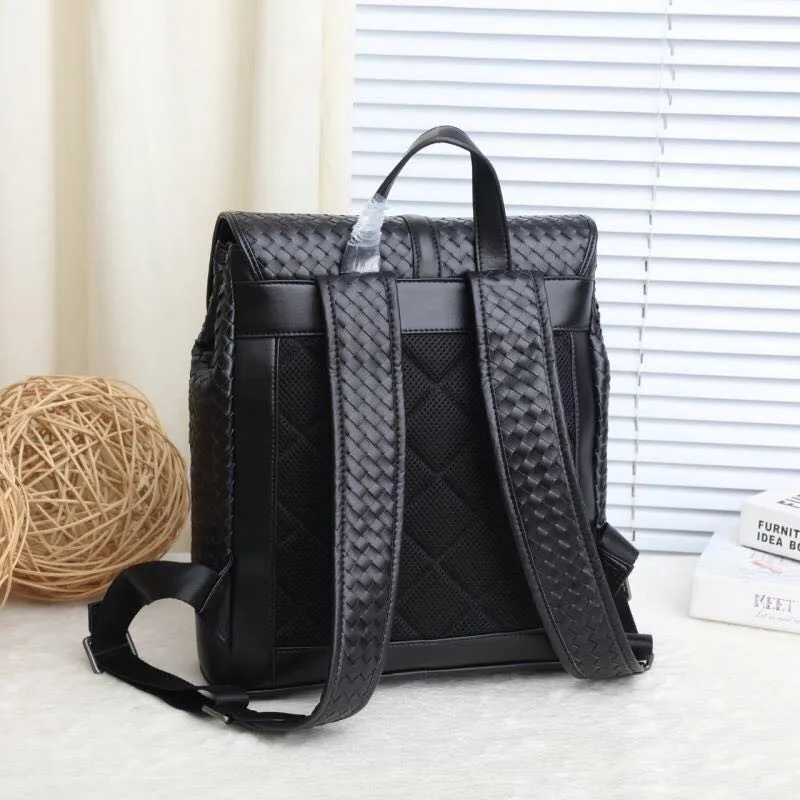 Große Leder Doppel Kapazität Persönlichkeit Woven Tasche Reisetasche Rucksack Rindsleder Schulter Männer Frauen W32h36d11cm Kaisiludi SHqZwH