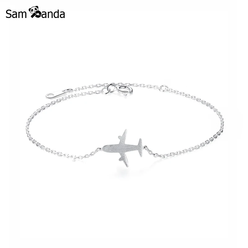 

Bracelet 925 Sterling Silver Bracelets For Women Jewelry Aircraft Airplane Plane Charm Chain Gift
