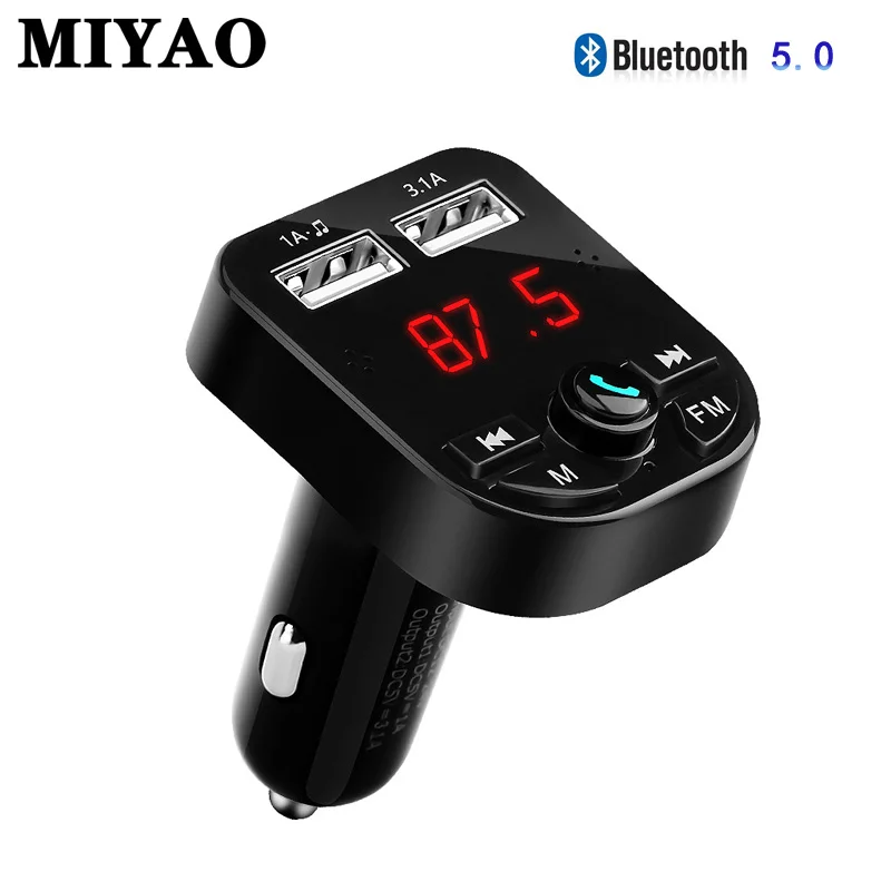 

Bluetooth 5.0 Car Kit Handsfree Wireless FM Transmitter 3.1A Quick Charge Dual USB Charger Support U Disk TF Card Car MP3 Player