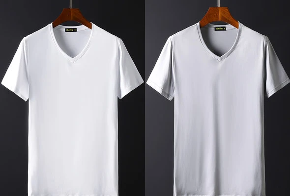 WHITE-GREY 2 шт./партия, мужское однотонное шелковое бесшовное белье из мерсеризованного хлопка с v-образным вырезом, пустая футболка, Мужская одежда, удобные белые майки - Цвет: WHITE-GREY