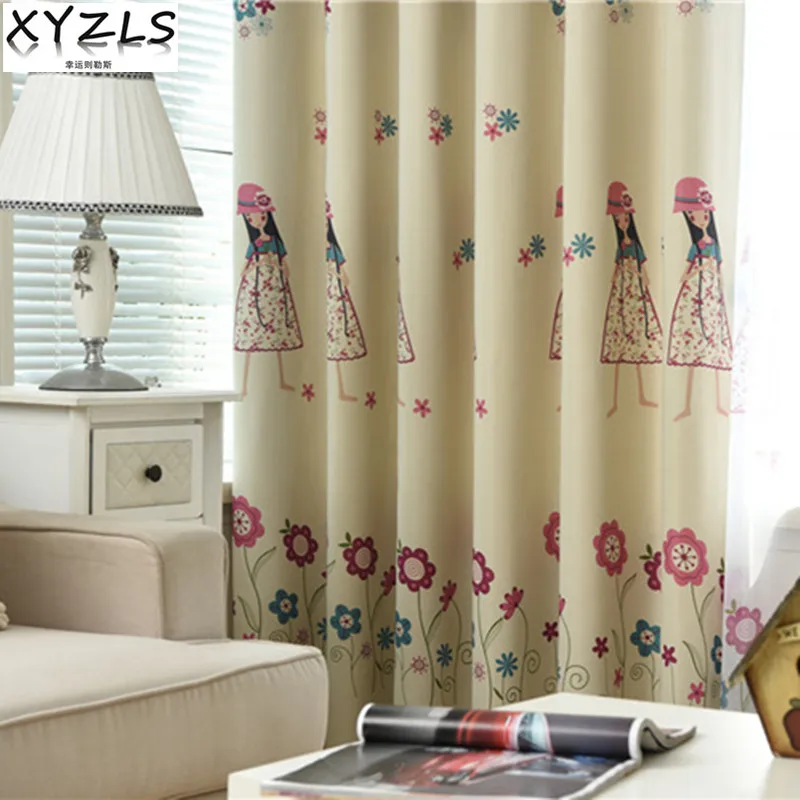 

XYZLS Qualified Beautiful Girl & Flower tulle curtain blinds blackout curtains for living bedroom window treatment fabric