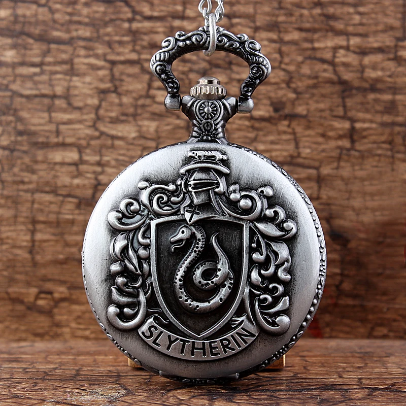 

Vintage Harry Potter Hogwarts School Slytherin Ravenclaw Pocket Watch With Chain Pendants Women Mens Children's Gift