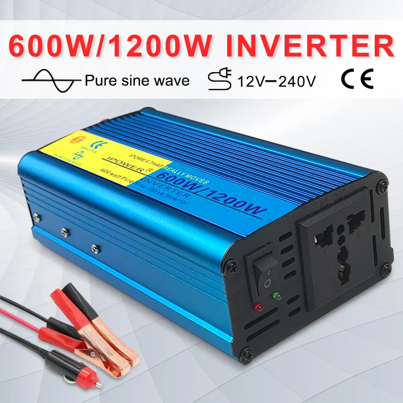 

Free shipping! Off Grid 600W/1200W Full Power 12V DC to 230V AC Converter Power Supply Pure Sine Wave Solar Power Inverter