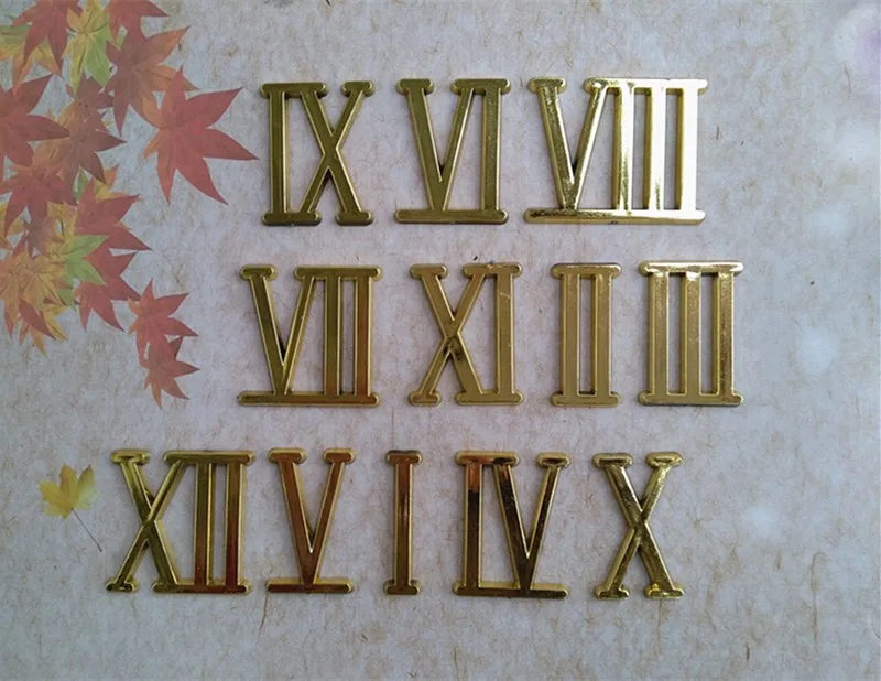 NEW Wholesale 20Sets 2CM Plastic Gold Color Roman Numbers for Quartz Clock Accessories