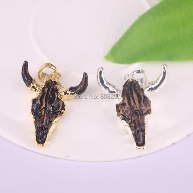 10Pcs New Longhorn Cattle Resin Bull Cattle Horn Pendants Jewelry