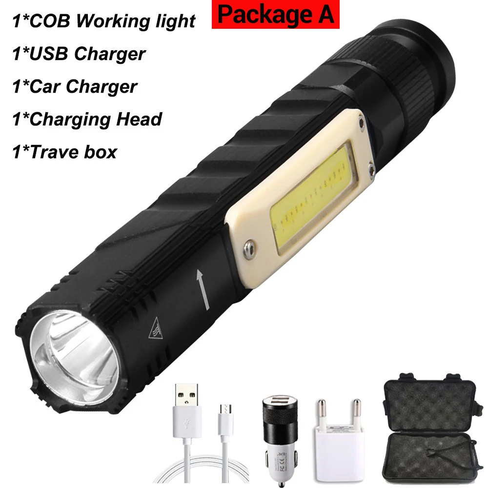 Многофункциональный светодиодный светильник-вспышка вращающийся COB рабочий светильник USB Перезаряжаемый светодиодный фонарь с сильным магнитом подходит для нескольких сцен - Испускаемый цвет: Package A