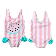 Горячие От 0 до 3 лет дети девочки купальник с фруктовым принтом цельный купальник купальный костюм Пляжная одежда лето Watermwlon принт милый полосатый От 0 до 3 лет