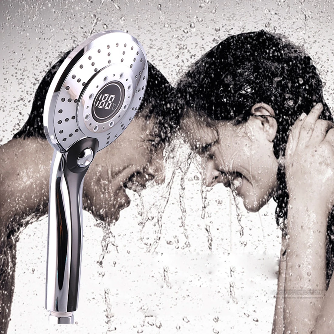 

Colors Water Powered Led Temperature Shower Head Digital Display Handheld Bathroom Shower Head Showerhead Water Sprayer