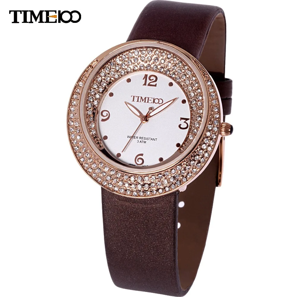 Time100 Luxury Women Quartz Watch Diamond Beautiful Stain Leather Strap relojes de marca Ladies Dress Watch