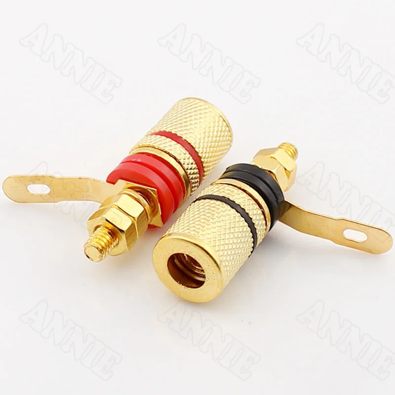 50pcs/lot Gold Plated Horn Wire Terminal Audio Plug Speaker Connector