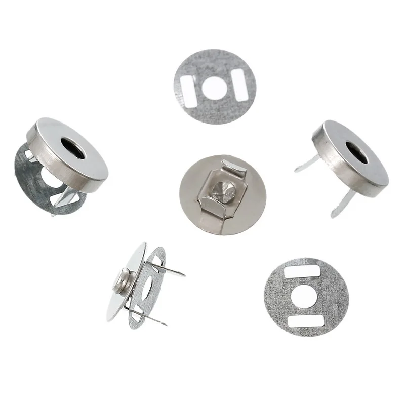 50Sets Round Magnetic Purse Snap Clasps Closure 14mm Fermoir Silver Tone DIY Purse Handbag Making