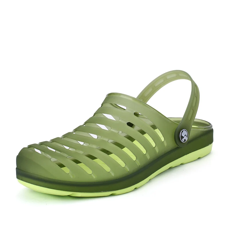 Classic Slip On Garden Clog Shoes Men Summer Slipper Flat Breathable Mesh Outdoor Sandal Platform Mercy Work Kryptek Wedge shoes - Цвет: Зеленый