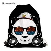 Nopersonality принт с милой пандой сумка на шнурке черный подростковый школьные рюкзаки для девочек маленькие дети девочки путешествия пакет для хранения