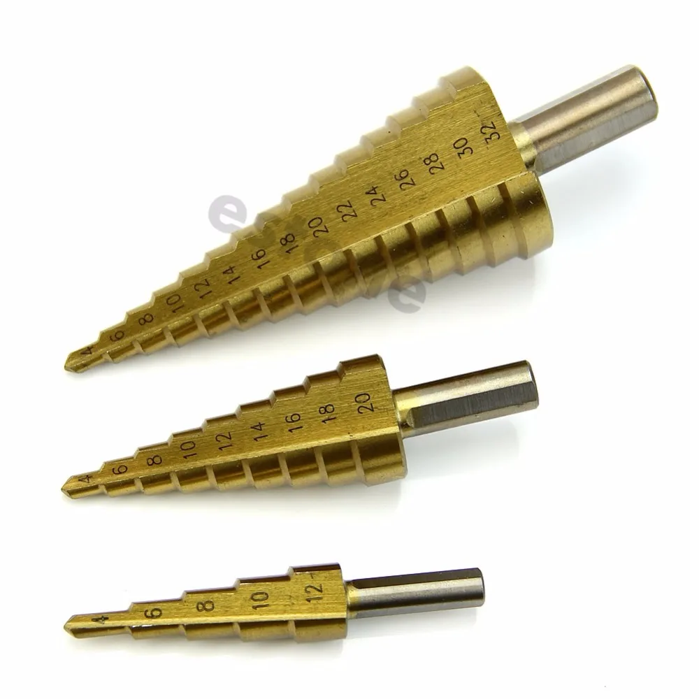 3 pc 4 12 20 32mm Grande Passo Cone de Titanio font b Hss b font