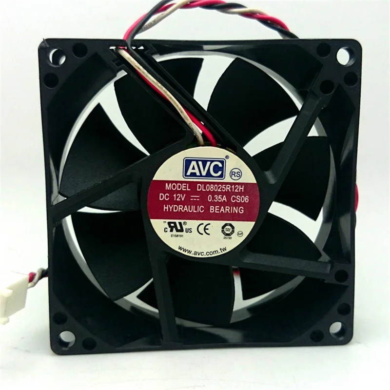 For AVC 8025 80mm x 80mm x 25mm DL08025R12U Hydraulic Bearing PWM Cooler Cooling Fan 12V 0.50A 4Wire 4Pin Connector