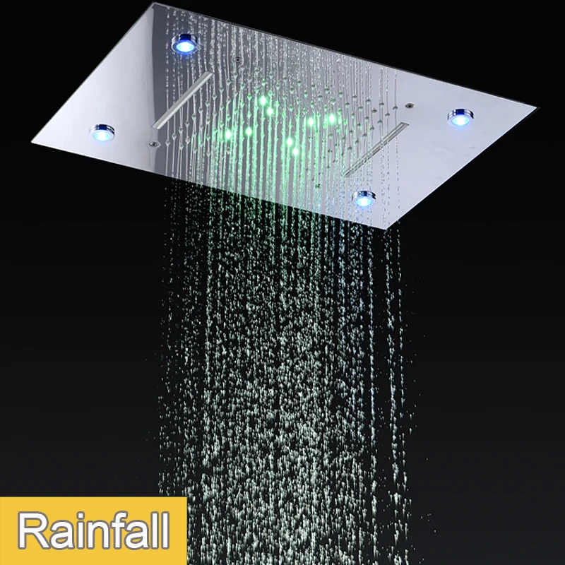 360x500 мм роскошный светодиодный набор для душа, 3 функции, Душевая система, утопленный Большой дождь, водопад, массаж, горячая и холодная ванна