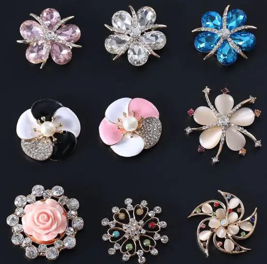

Diamond pearl flower alloy buttons 100pcs flatbac rhinestone button embellishments for scrapbooking diy Jewelry accessories