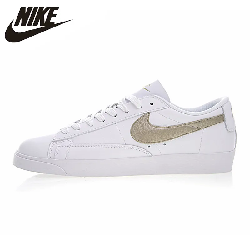 

NIKE BLAZER LOW LE Women Skateboarding Shoes , White & Gold, Damping Breathable Lightweight Wear-resistant AA3961 103