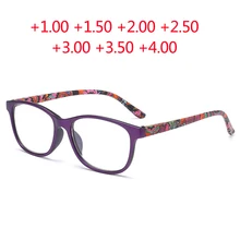 Новые весенние шарнирные готовые очки для чтения для мужчин и женщин, поликарбонатная оправа, очки для дальнозоркости, очки для чтения, 2 цвета+ 1,00+ 4,00