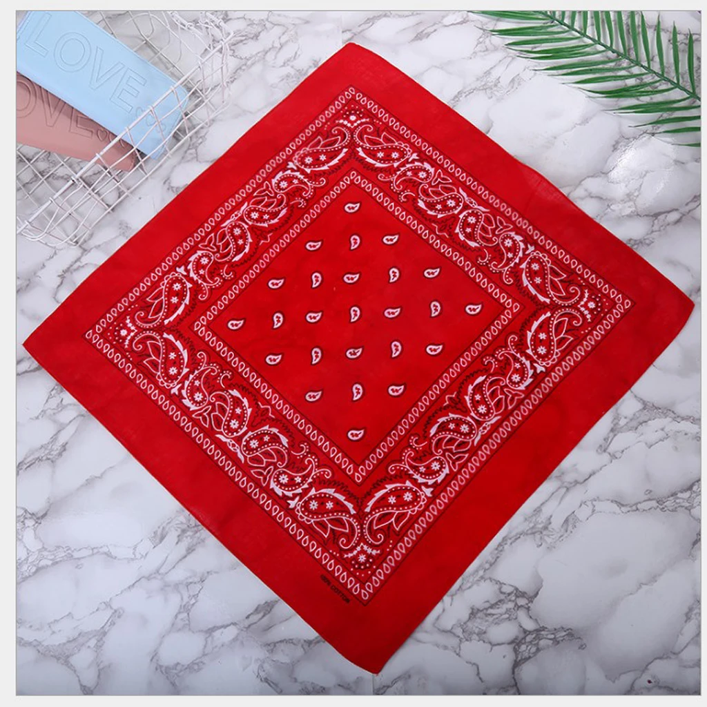 100% Cotton Fashion Bandana Multipurpose Paisley Printing Cowboy Bandanas Square Scarf Headbands Necktie for Men Women 55 x 55cm
