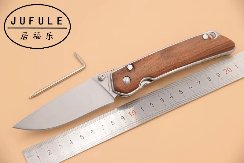 

JUFULE Custom Made Germany Folding 440C Blade Rosewood Handle Camping Outdoor Survival Mini Pocket EDC Tool dinner kitchen Knife