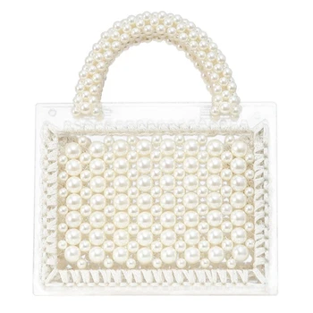 

Pearl Bag Beaded Box Totes Bag Women Party Vintage Acrylic Plastic Handbag Summer Luxury Brand