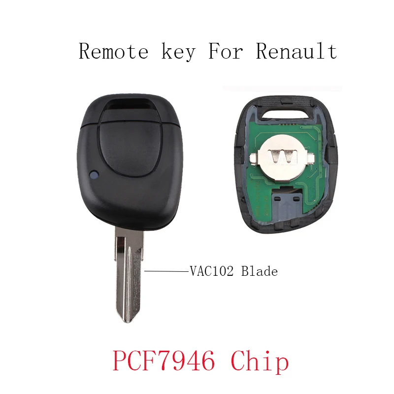Dispositivos de cierre antirrobo Llave remota del Coche de 1 Boton Apto para Renault Clio Twingo Kangoo PCF7946 Chip 434MHZ raghuinstech.com