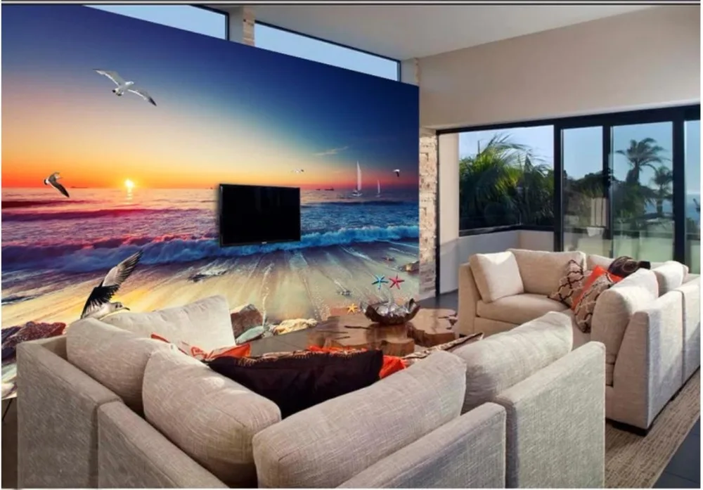 Пользовательские фотообои 3d настенные фрески обои красивые и для серфинга пляжа