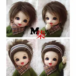 Темно-коричневые короткие шерсть парик/волос 1/8 pukifee AE LATI BJD Dollfie 14 см