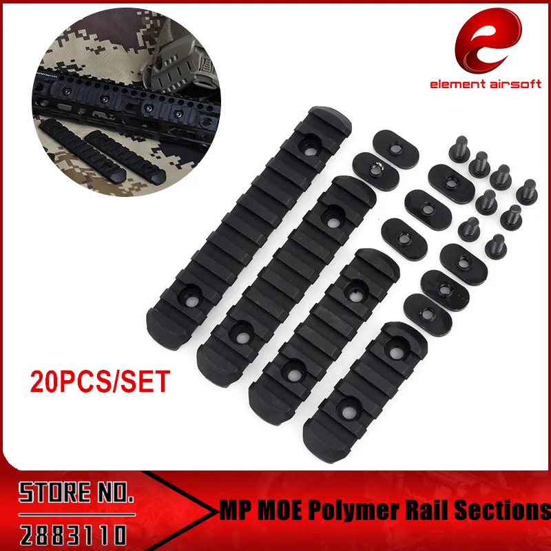 Element 20PCS/SET Tactical Airsoft Mlok Type Polymer Picatinny Rail