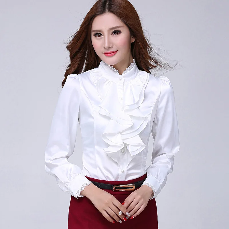 2018 große Größe Silk Satin Bluse Formale blusen Damen Büro Shirts