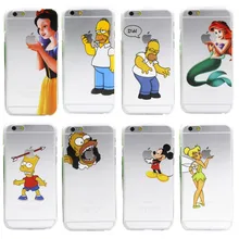 fashion Simpson Mermaid Snow White openwork case for iphone 4 4s 5 5s SE 5c 6/6s 6 plus/6s plus transparent plastic logo design