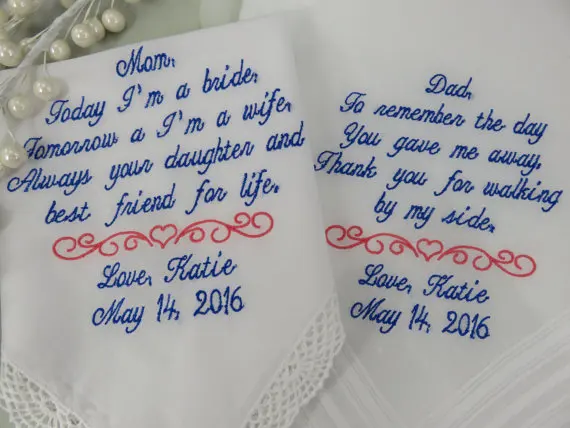 embroidered handkerchiefs wedding father personalized set of embroidered wedding handkerchiefs mom and dad parents love the bride or embroidered handkerchiefs wedding father personalized set of embroidered wedding handkerchiefs mom and dad parents love the bride or