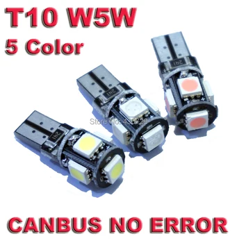 

10pcs/lot T10 5 smd 5050 led Canbus Error Free Car Lights W5W 194 5SMD LIGHT BULBS NO OBC ERROR White Clearance Lights