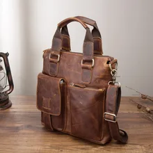 Мужской качественный кожаный антикварный Ретро деловой портфель 1" чехол для ноутбука Attache портфель сумка-тоут на плечо сумка-мессенджер B259