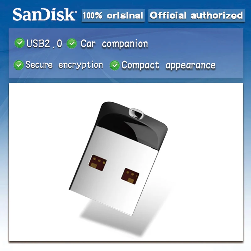 SanDisk Cruzer Fit USB флэш-накопитель 32 ГБ CZ33 16 ГБ 8 ГБ мини-накопитель 64 ГБ USB 2,0 Флешка поддержка официальной проверки