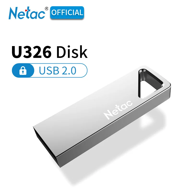 

Netac U326 USB 2.0 Aluninum Alloy Flash Disk 16GB 32GB Metal Keyhole USB Flash Pen Drive Waterproof Sliver USB2.0 Pendrive Stick