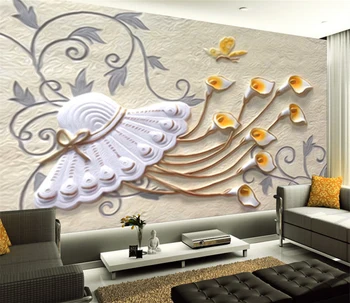 

Large Custom hat flower Papel Murals Embossed 3d wall murals wallpaper for Living room TV background 3d photo mural Wall paper