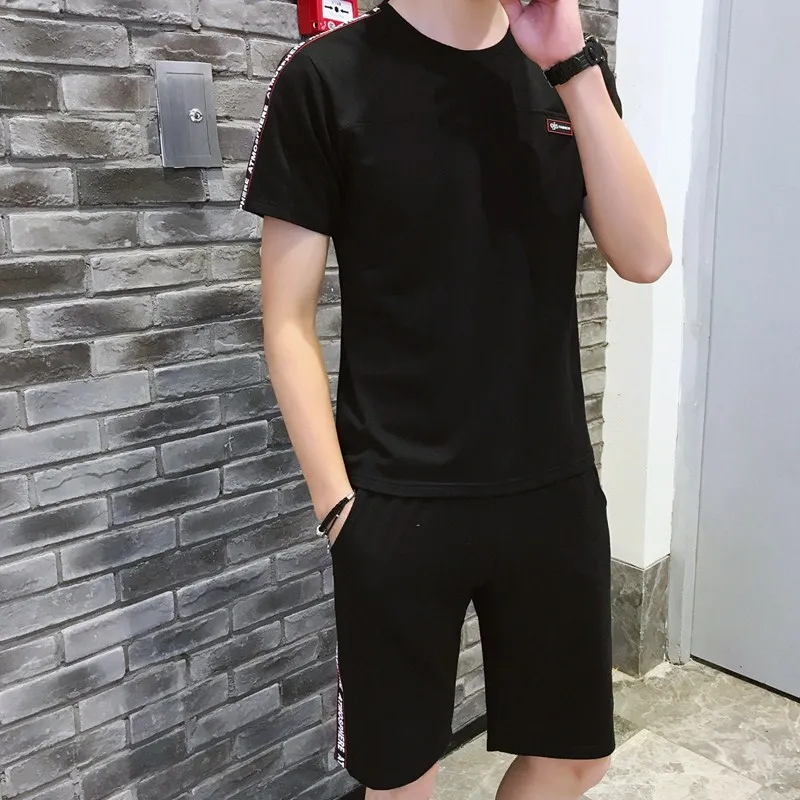 

2019 Summer Running Simple Sportswear shirt and Short for man 2 pcs 6 color